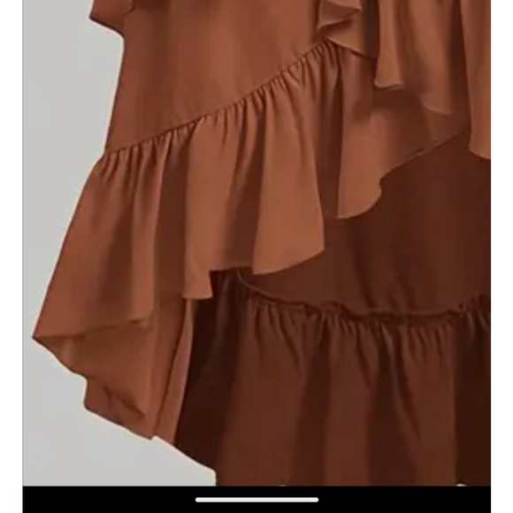 Bohemian Western Skirt Cinch Ruched Drawstring Brown Terracotta - Picture 8 of 11
